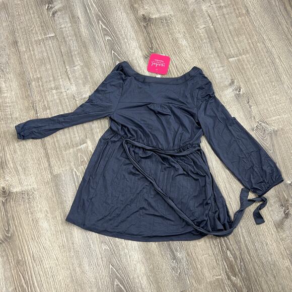 Isabel Maternity Blue Long Sleeve Button-Front Knit Shirt - Size XS - NWT - Picture 3 of 7